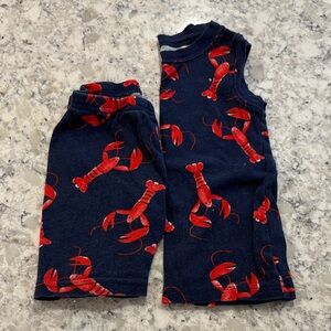 Kids Lobster Print Pajama Set - Navy and Red